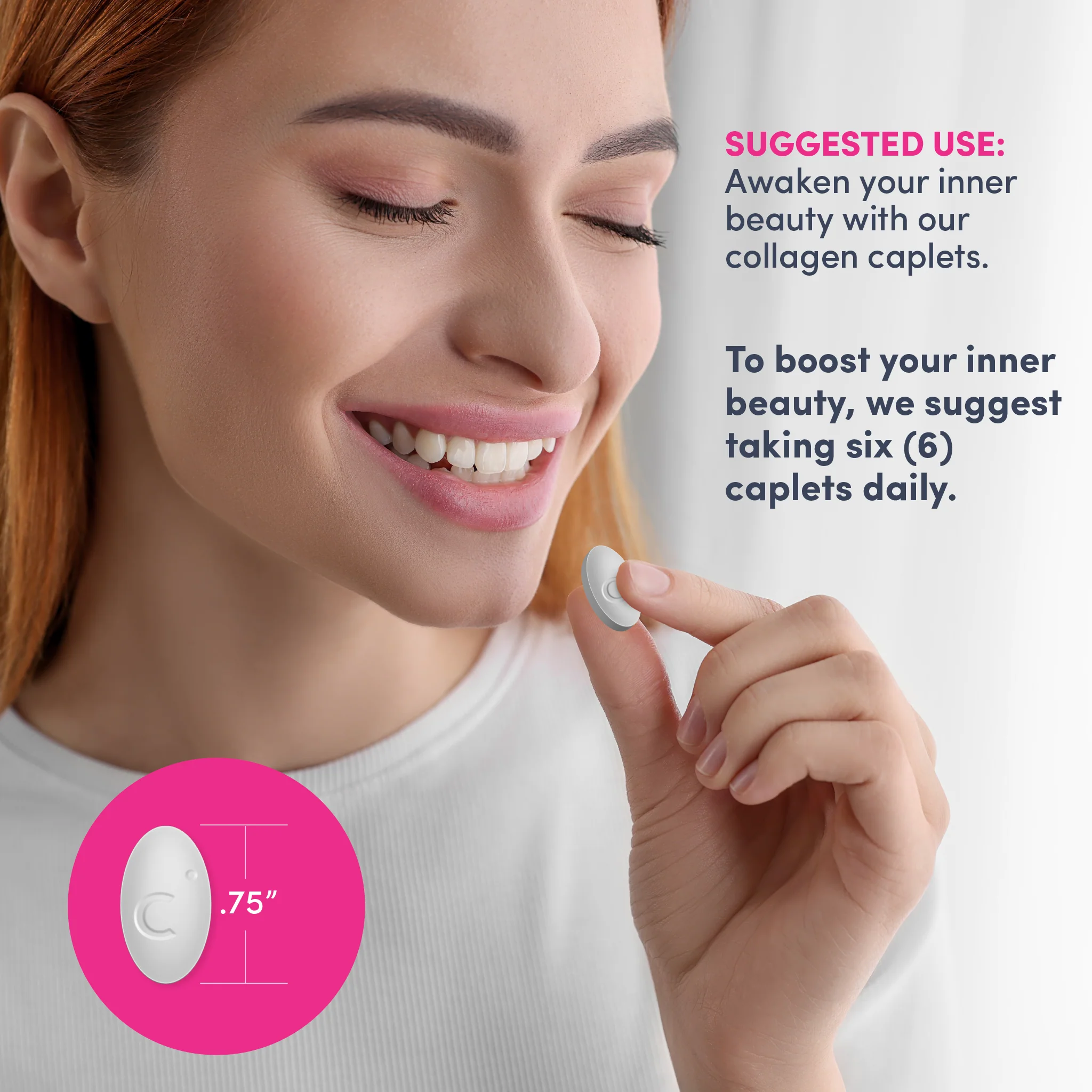 Grassfed Collagen Peptides  + C & Biotin, 6000 mg, 180 Caplets - Image 5