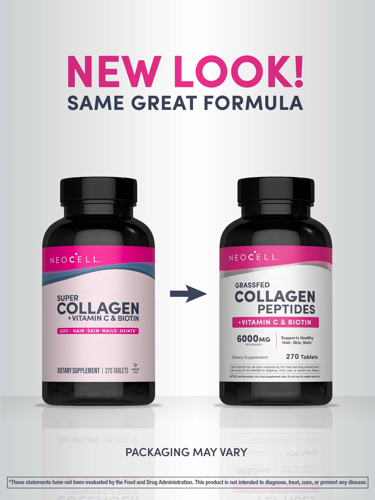 Grassfed Collagen Peptides  + C & Biotin, 6000 mg, 270 Caplets - Image 5