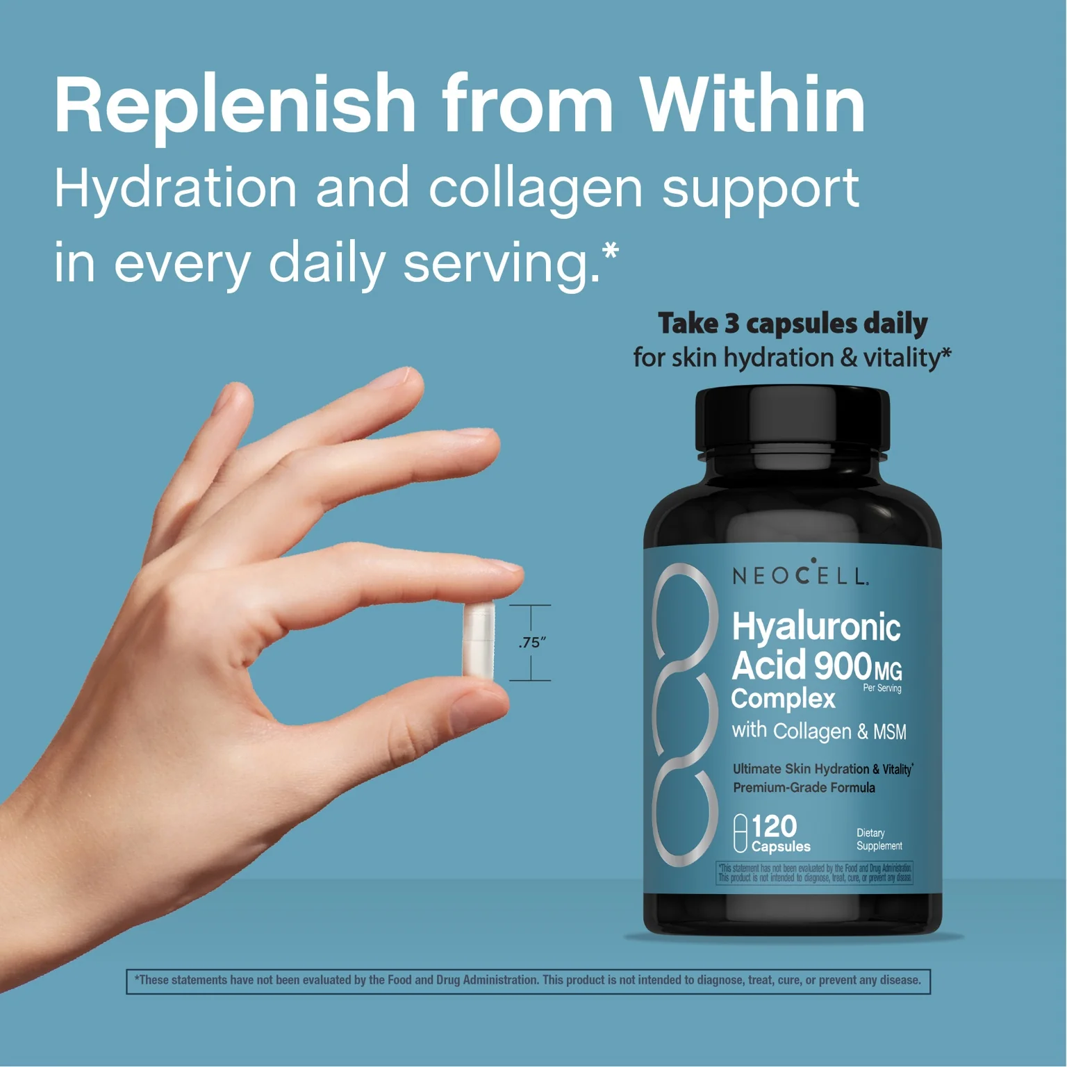 Hyaluronic Acid Complex 900 mg with Collagen & MSM, 120 Capsules - Image 5