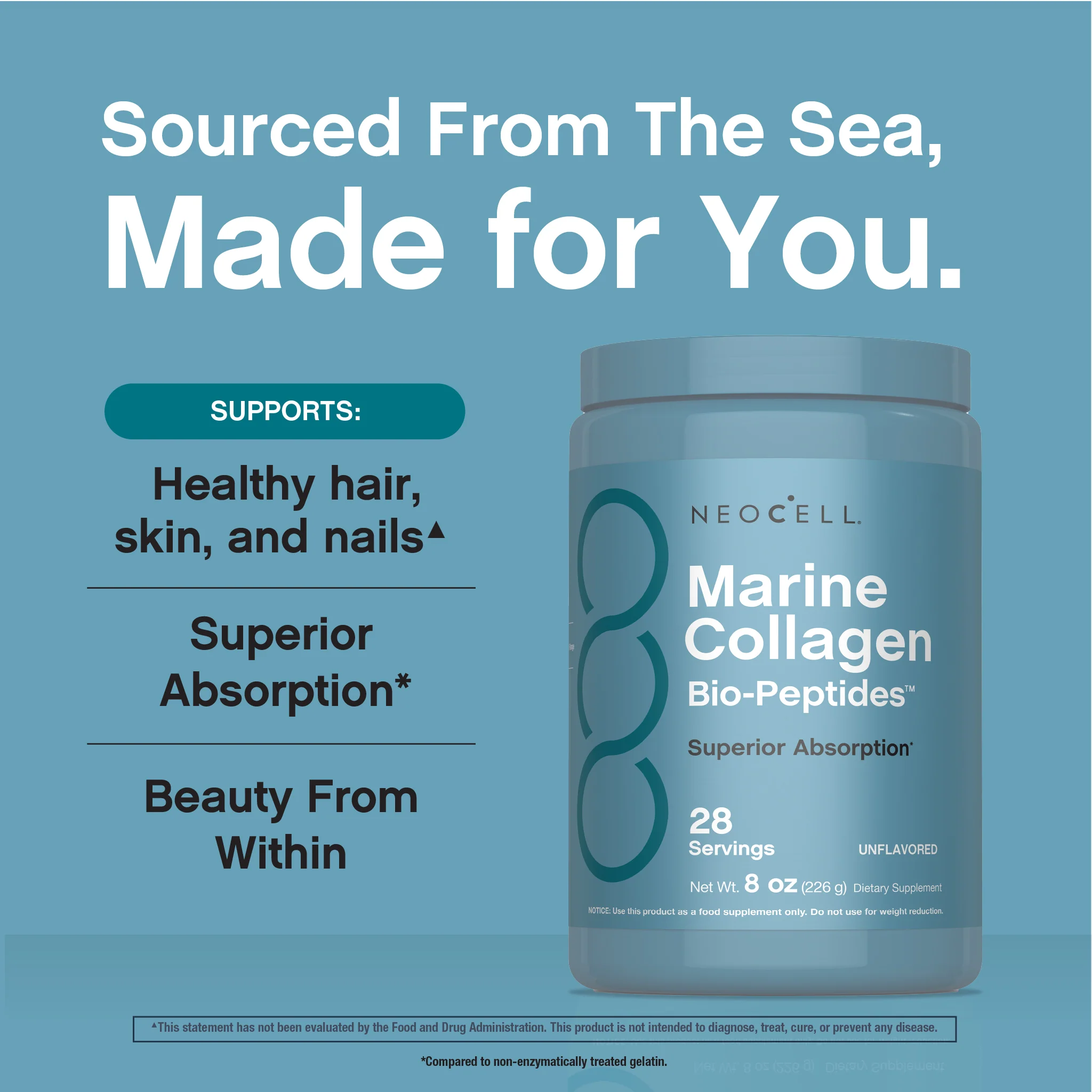 Marine Collagen Bio-Peptides, 8 oz (226 g) Powder - Image 5