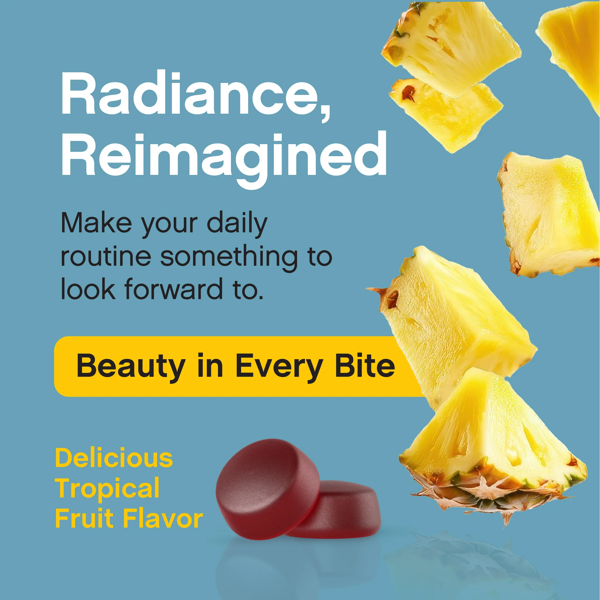 Multi Collagen Bio-Peptides Gummies Tropical Fruit Flavor, 60 Tasty Gummies - Image 4